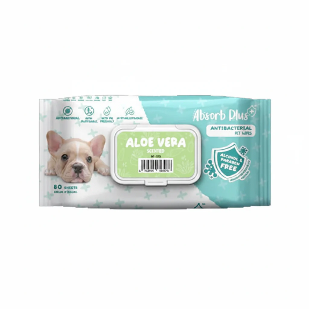 Absorb Plus AntiBacterial Pet Wipes Aloe Vera Scented - 80PCS