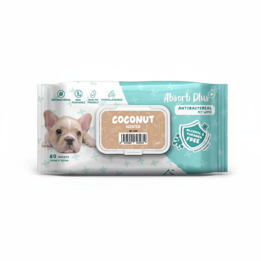 Absorb Plus AntiBacterial Pet Wipes Coconut Scented - 80PCS