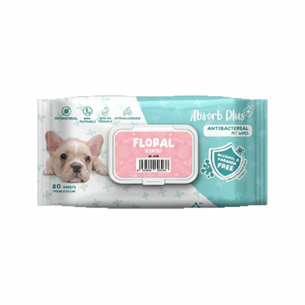 Absorb Plus AntiBacterial Pet Wipes Floral Scented - 80PCS