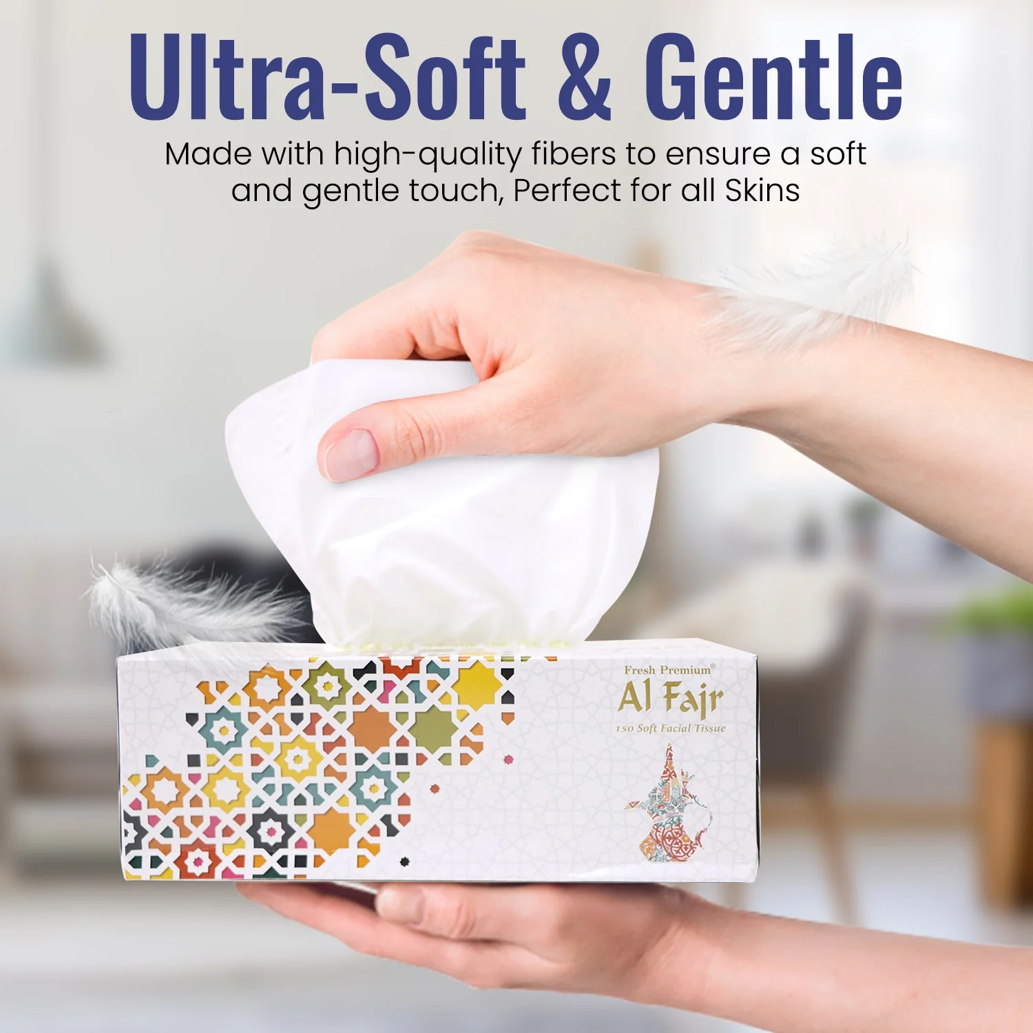 Al Fajr Facial Tissue 150 Sheets, 2Ply  Soft & Hygienic  5 BXS PKT - Image 4