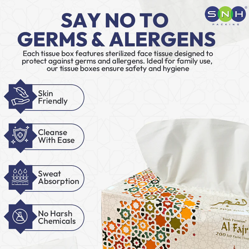 AL FAJR Facial Tissue  200 Sheets 5 Boxes x 6 Pkt - Image 3