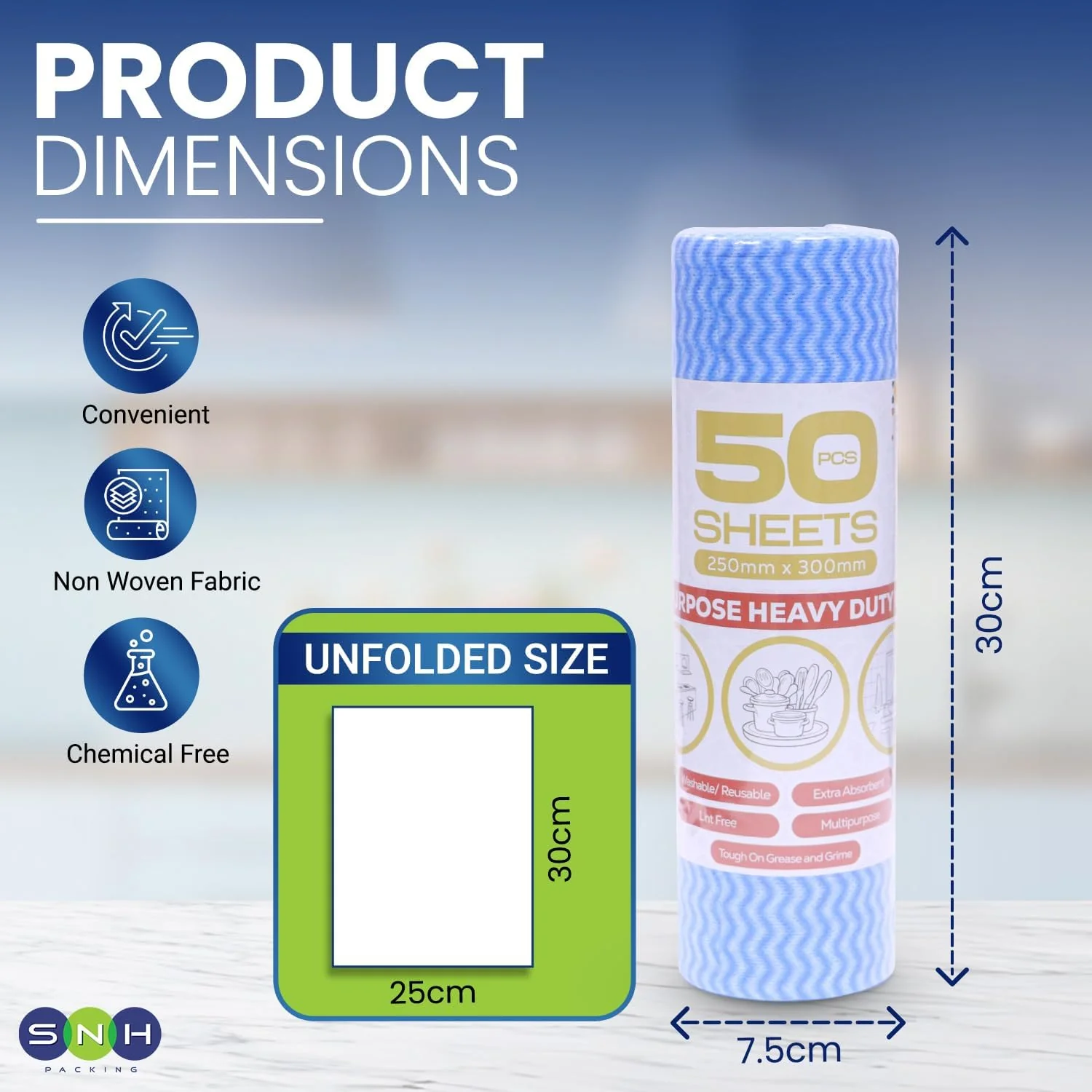 Al Fajr J Cloth Roll  Blue 50 PCS PKT - Image 3