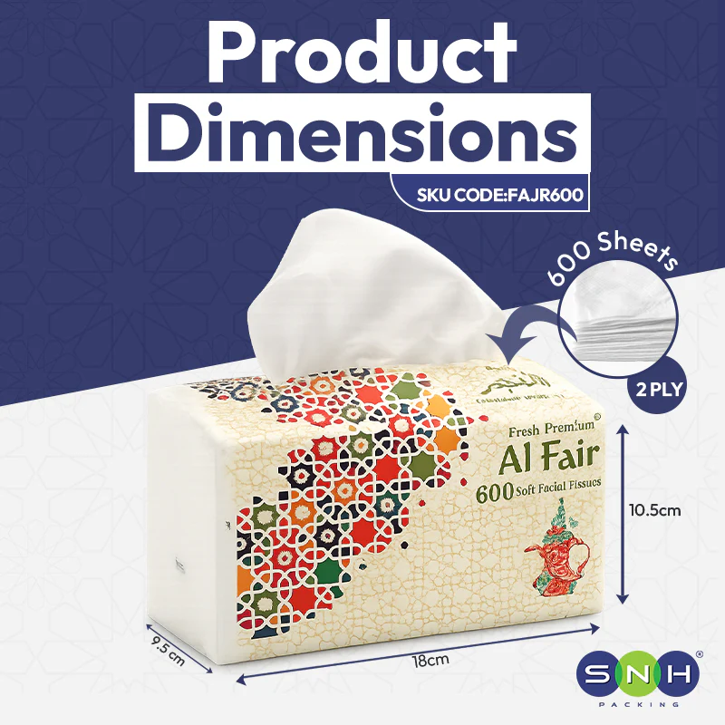 Al Fajr Nylon Tissue 300x2PLY (Total 600 Sheets)  5BXS PKT - Image 2
