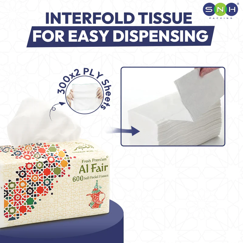 Al Fajr Nylon Tissue 300x2PLY (Total 600 Sheets)  5BXS PKT - Image 6