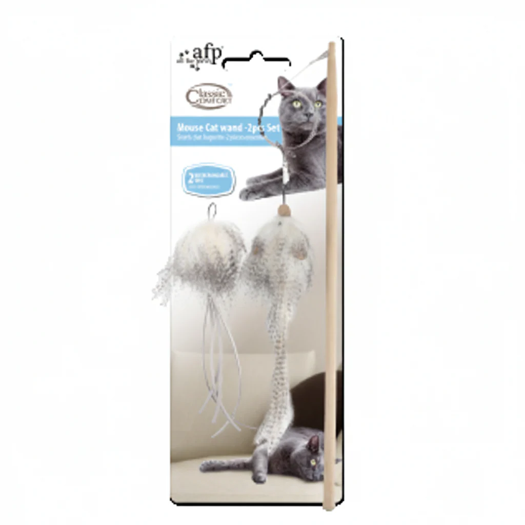 All For Paws Classic Comfort Mouse Cat Wand Set
