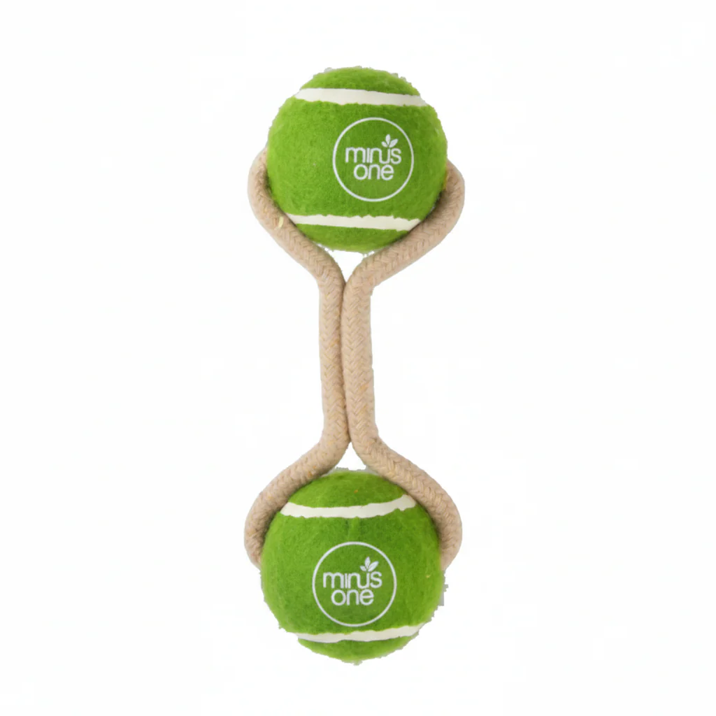 All For Paws Dog Tennis Ball Rope Toy Double Meadow