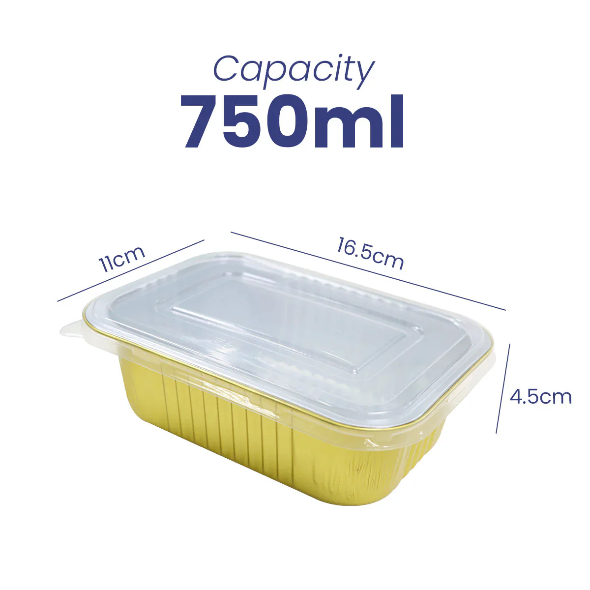 Aluminum Golden Food Containers with PP Lids - Image 5