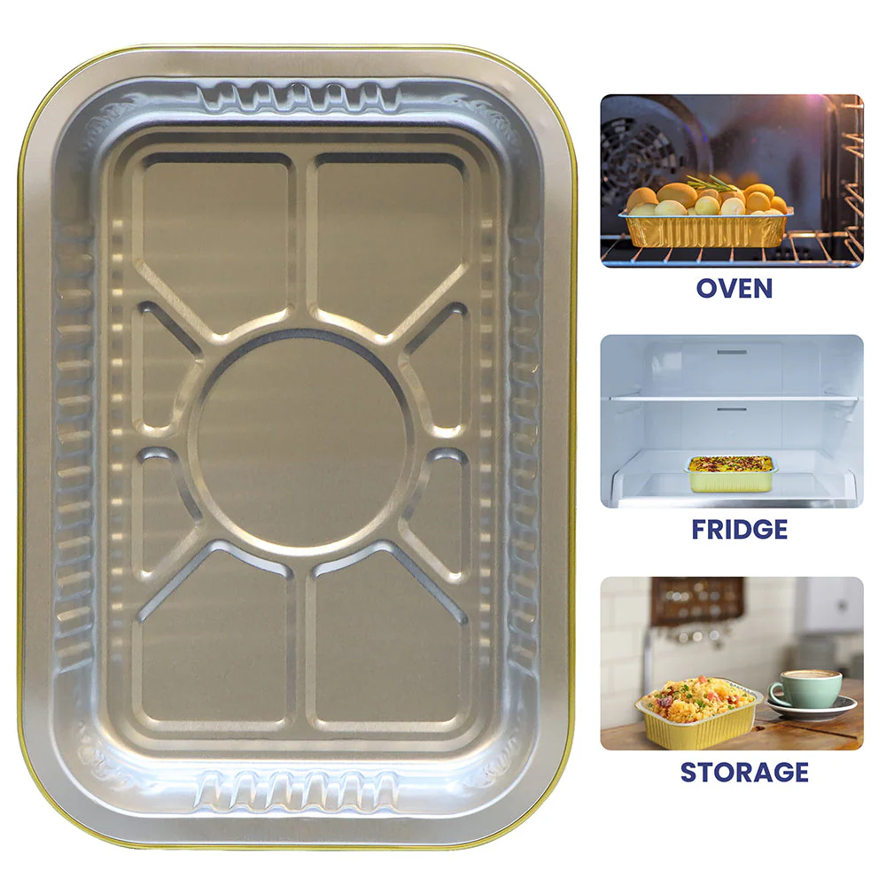 Aluminum Golden Food Containers with PP Lids - Image 7