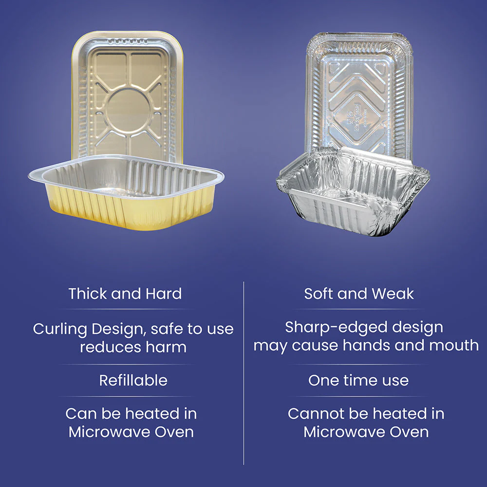 Aluminum Golden Food Containers with PP Lids - Image 8