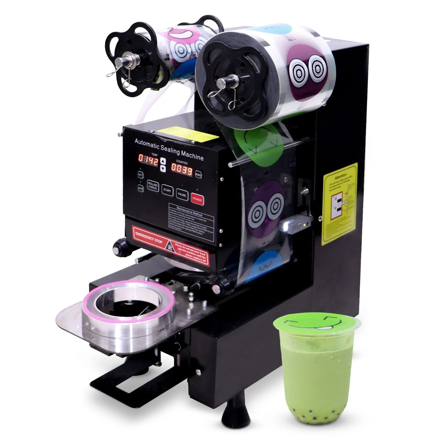 Automatic PP Cup Sealing Machine | Commercial Bubble Tea & Juice Cup Sealer | Food Packaging Equipment