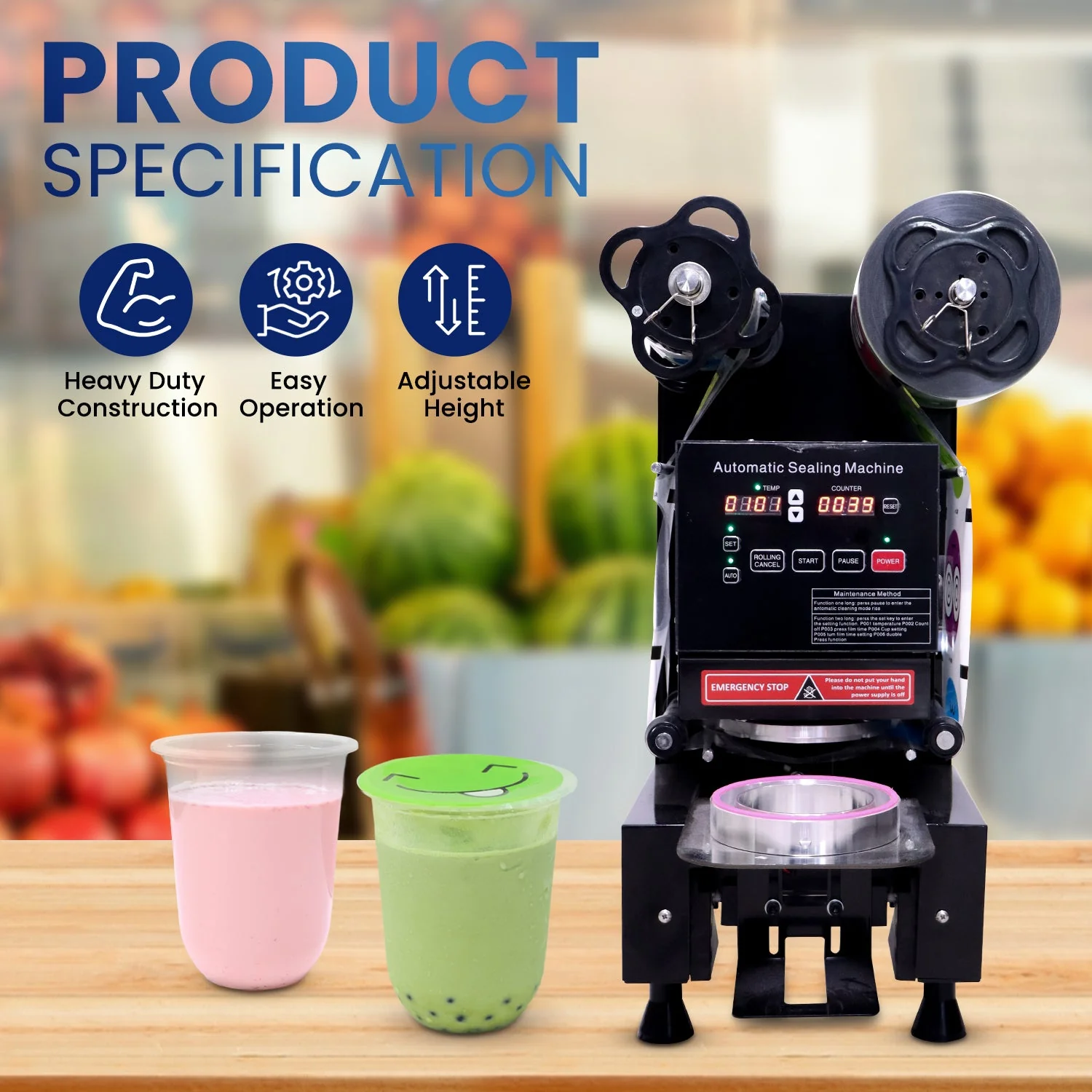 Automatic PP Cup Sealing Machine | Commercial Bubble Tea & Juice Cup Sealer | Food Packaging Equipment - Image 2