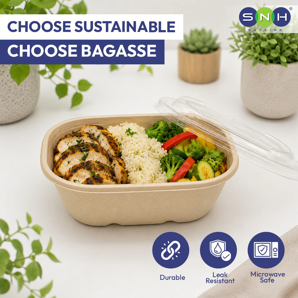 Bagasse Oval Containers with PET Lids Eco Friendly Takeaway Boxes - Image 8