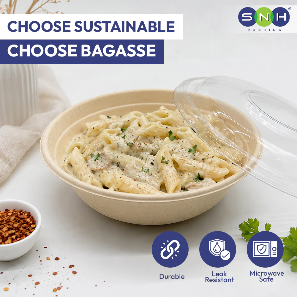 Bagasse Round Containers with Lids  Eco Friendly - Image 18