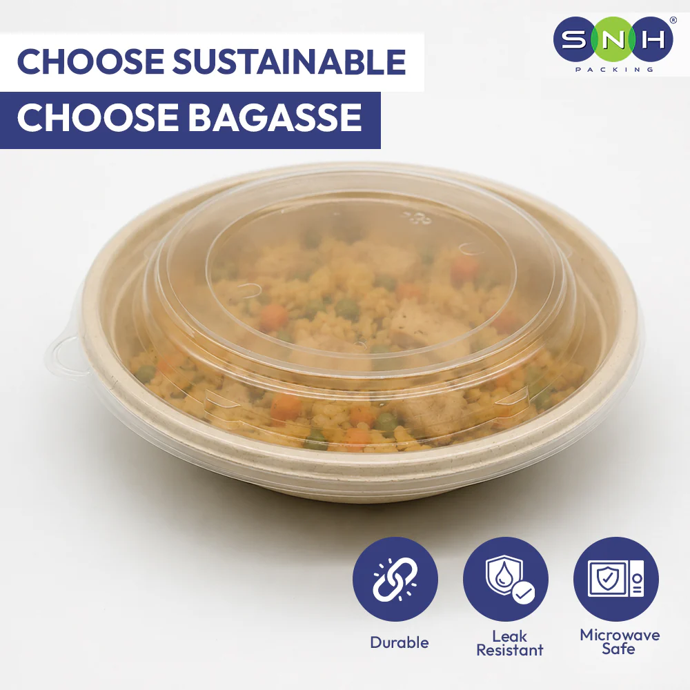 Bagasse Round Containers with Lids  Eco Friendly - Image 28