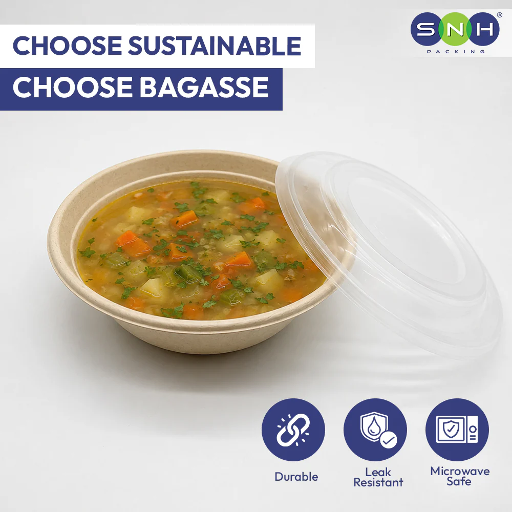 Bagasse Round Containers with Lids  Eco Friendly - Image 33