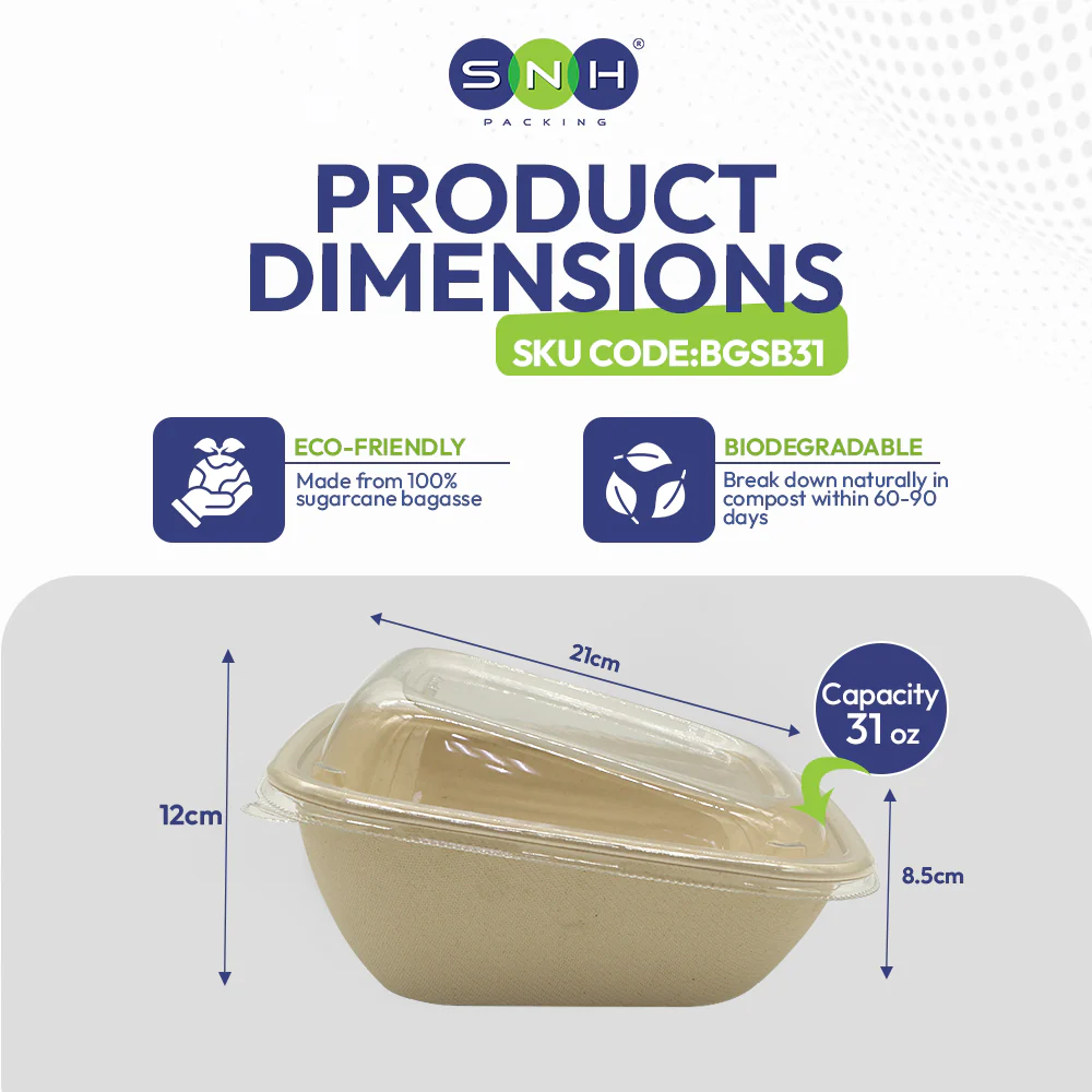 Bagasse Slope Bowls with PET Lids  Eco Friendly Takeaway Bowls - Image 7