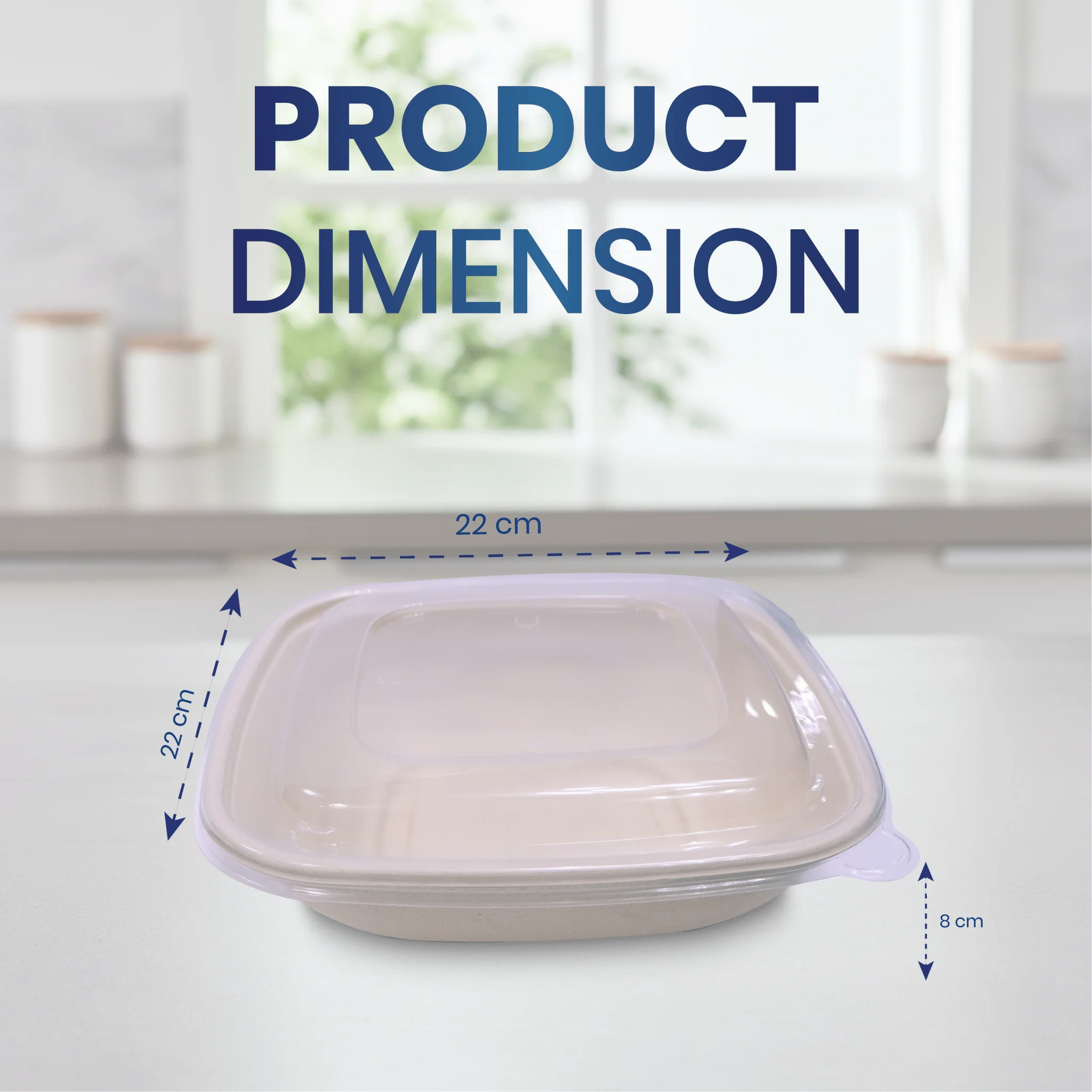 Bagasse Square Containers with PET & PP Lids | Eco Friendly Takeaway Boxes - Image 12