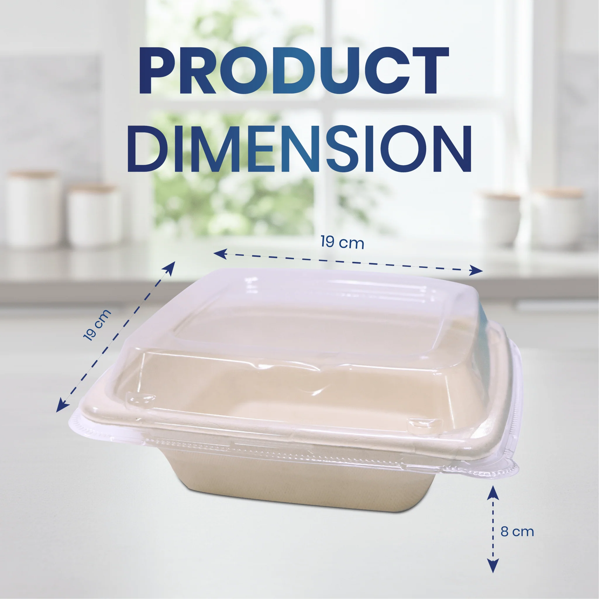 Bagasse Square Deep Containers with PET Lids - Image 7