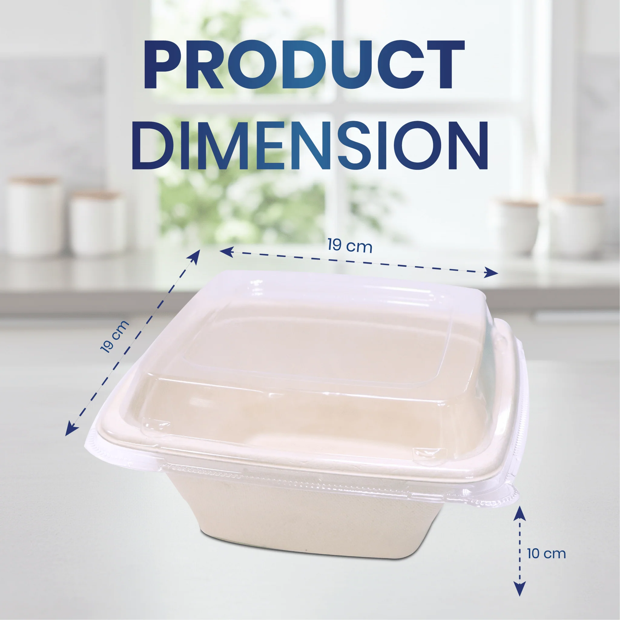 Bagasse Square Deep Containers with PET Lids - Image 8