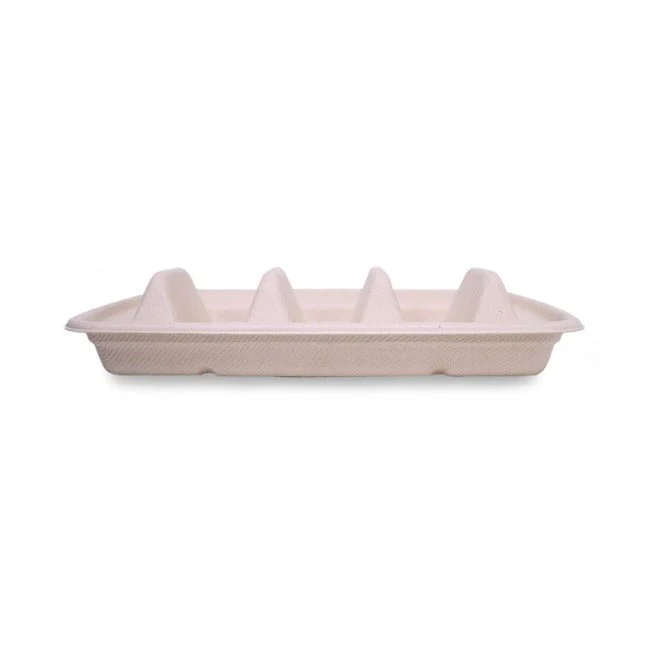 Bagasse Tacos Tray with PP Lid   Eco Friendly Food Packaging - Image 5