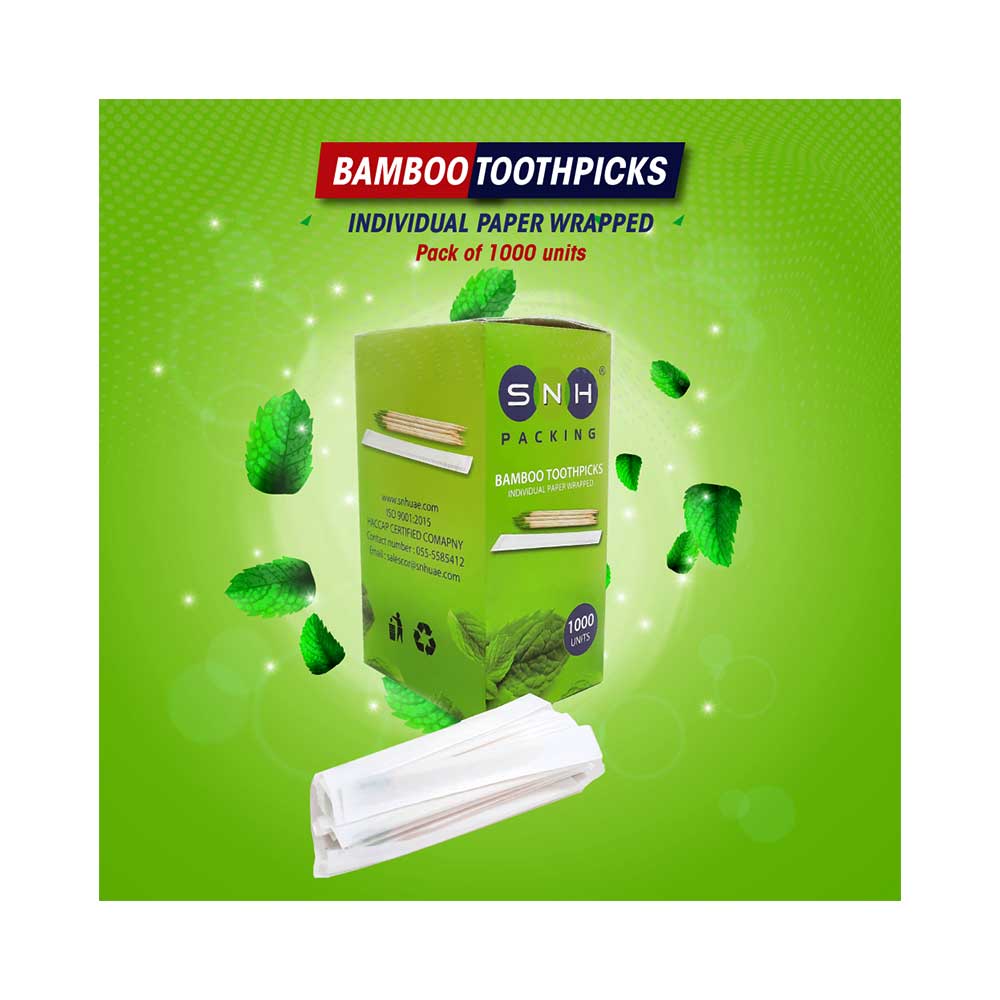 Bamboo Wooden Toothpick Wrapped Box 1000 Pieces - Image 4