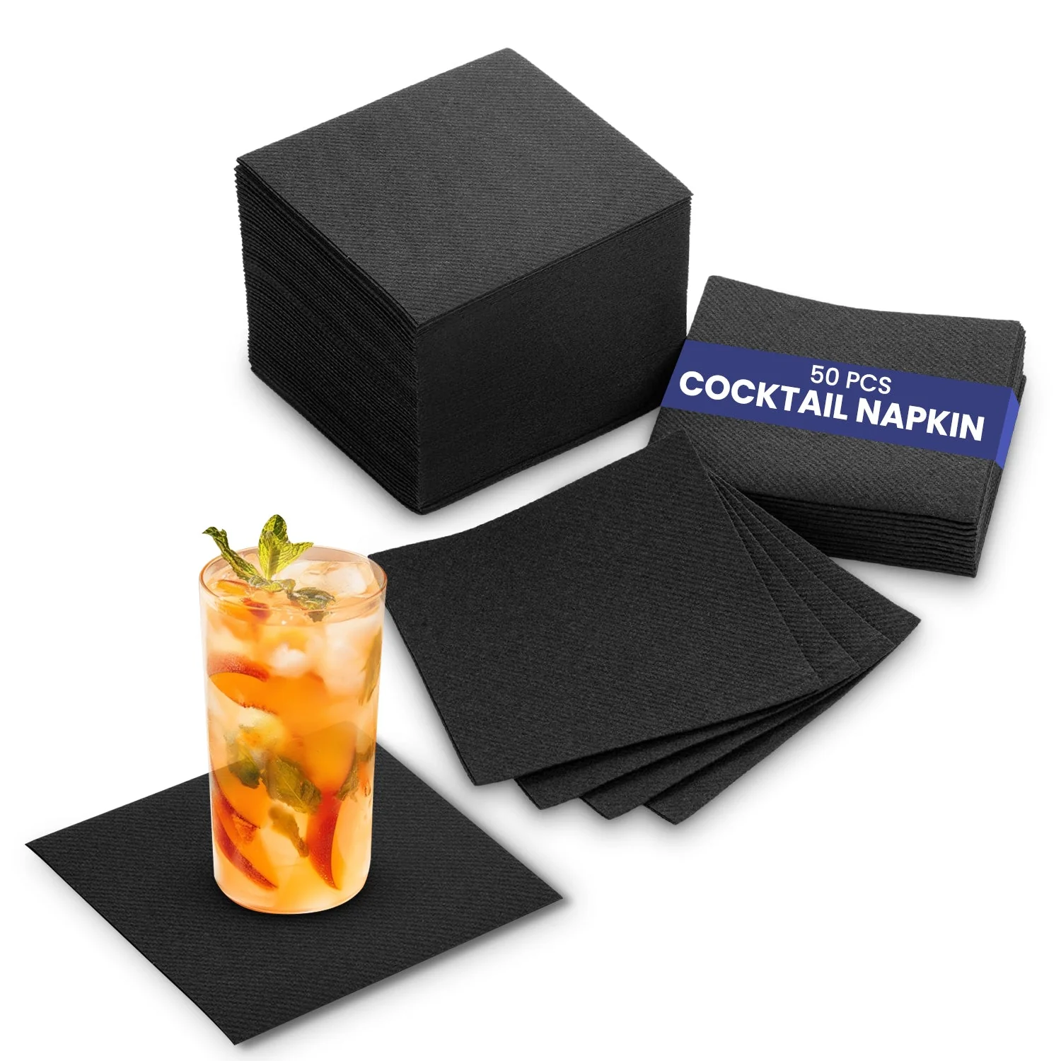 Black Paper Napkin 2 Ply – 50 Pieces Pack | Disposable Table Tissue for Restaurants, Cafes & Catering UAE