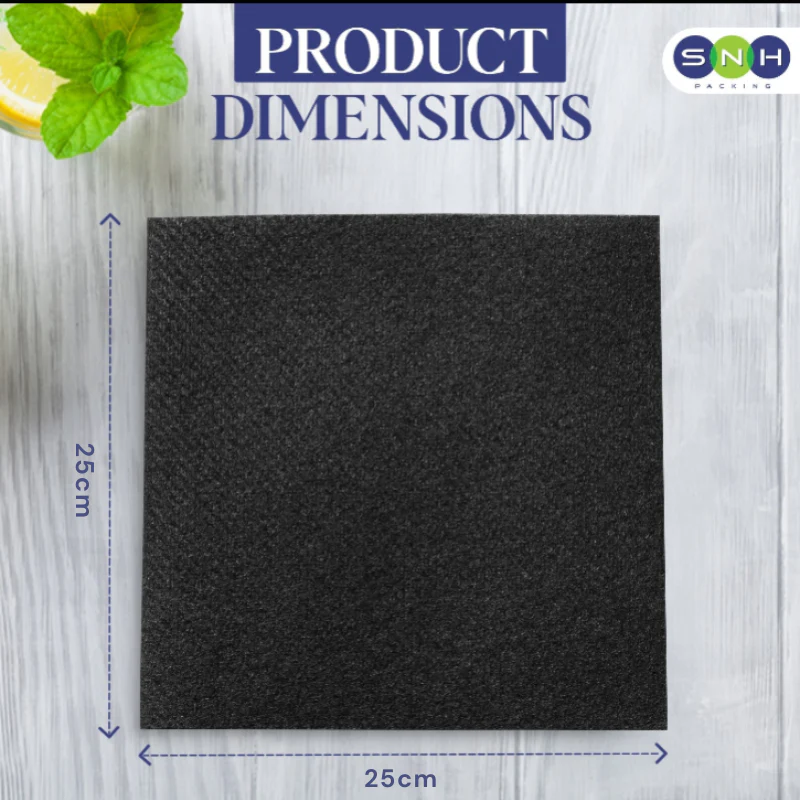 Black Paper Napkin 2 Ply – 50 Pieces Pack | Disposable Table Tissue for Restaurants, Cafes & Catering UAE - Image 2