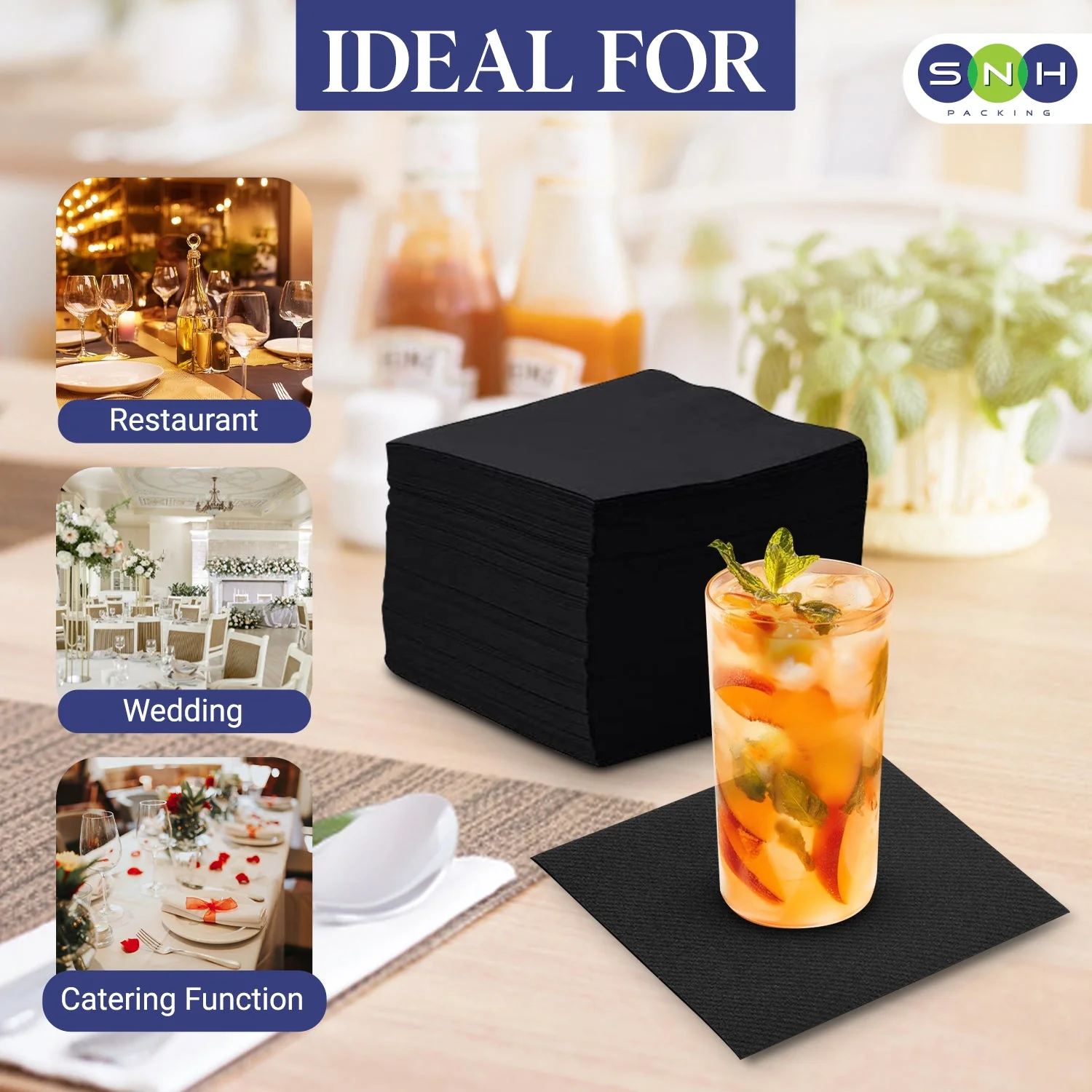 Black Paper Napkin 2 Ply – 50 Pieces Pack | Disposable Table Tissue for Restaurants, Cafes & Catering UAE - Image 5