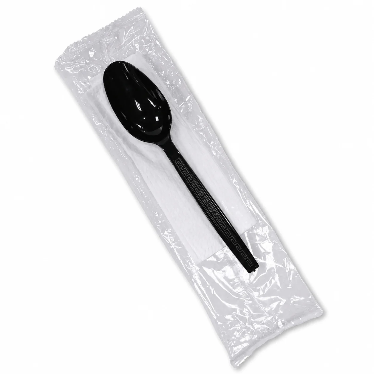 Black Cutlery Pack Spoon & Napkin  Disposable Set