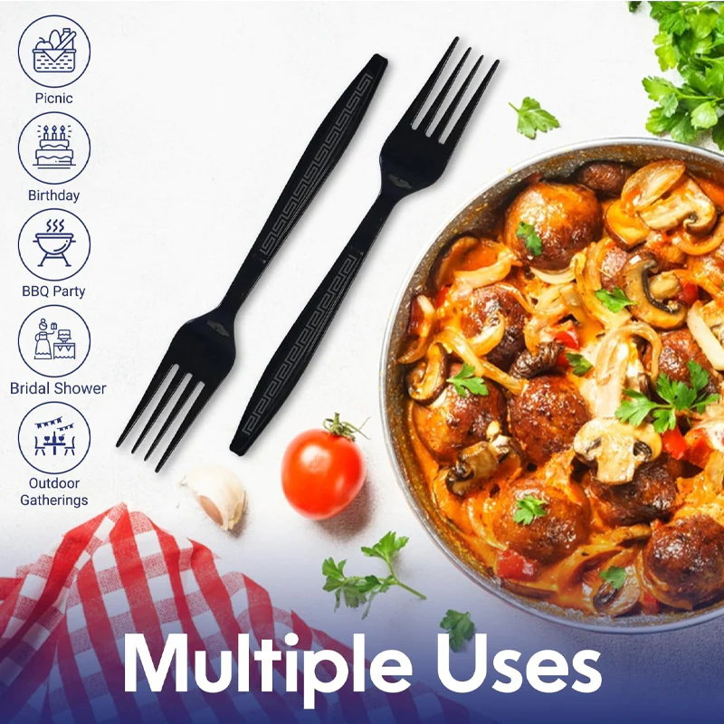 Black HD Fork Premium  Strong Disposable Cutlery - Image 3