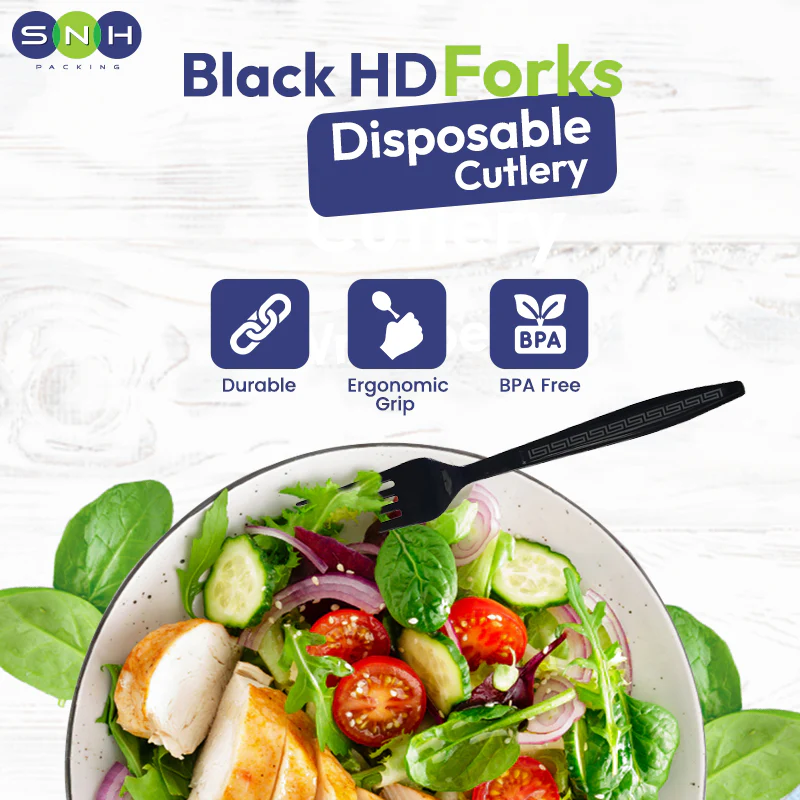 Black HD Fork Premium  Strong Disposable Cutlery - Image 4