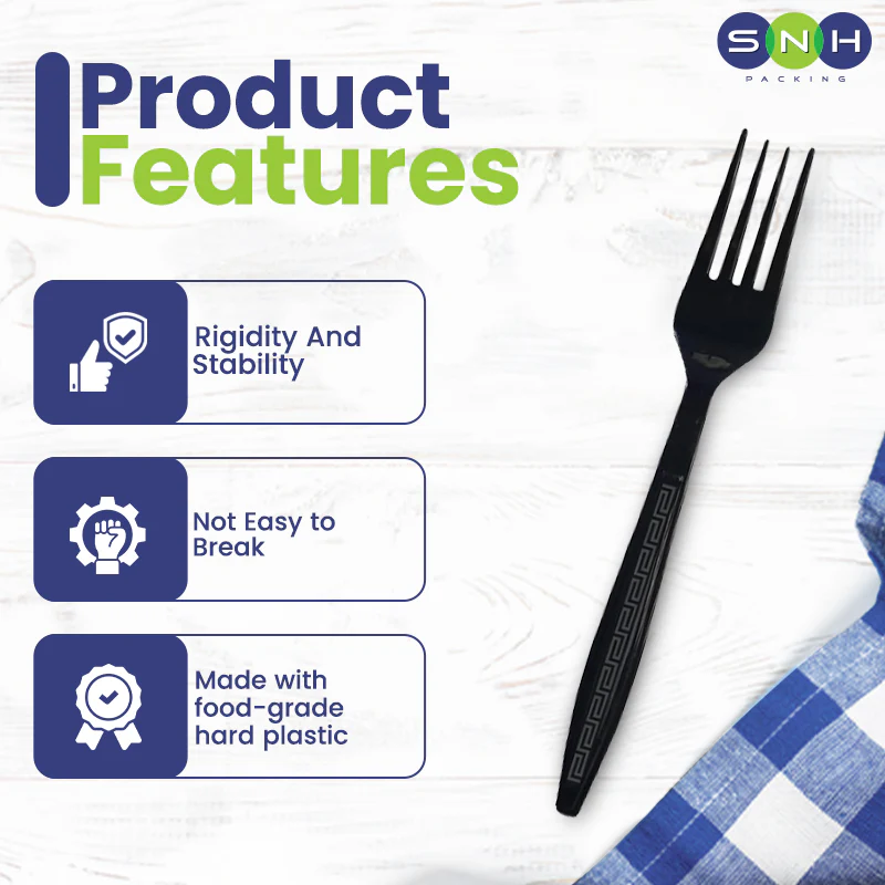 Black HD Fork Premium  Strong Disposable Cutlery - Image 5