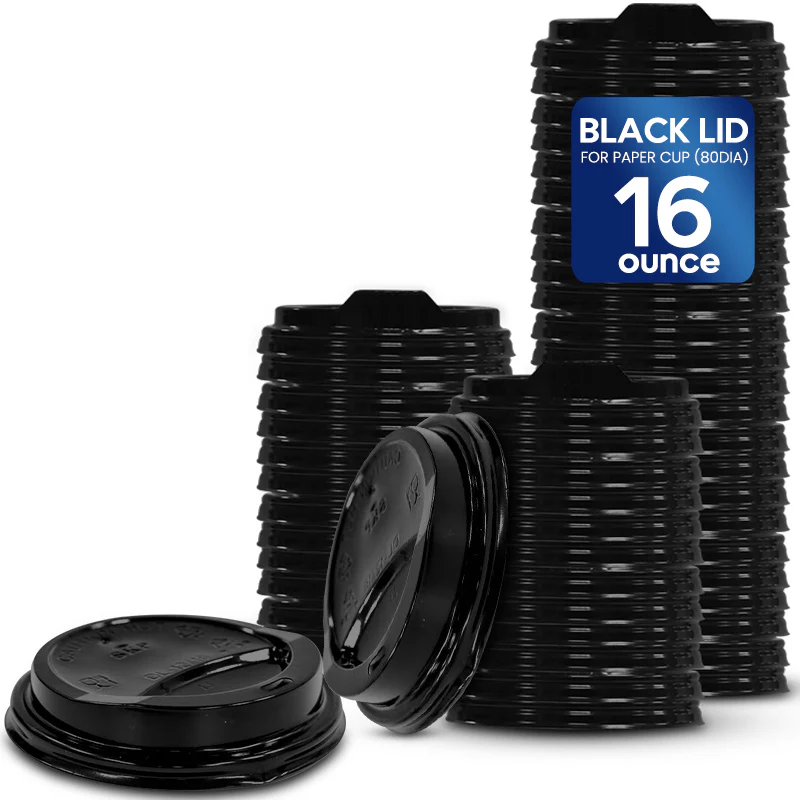 BLACK LID FOR PAPER CUP 12oz/16oz (89DIA) - Image 2
