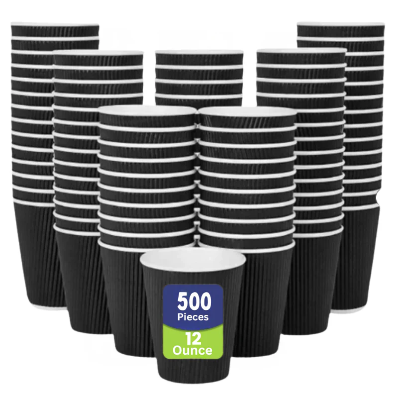 Black Ripple Coffee Cups Insulated Hot Cups - Image 10