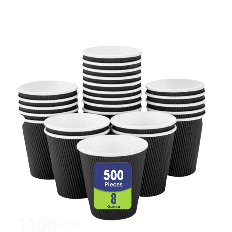 Black Ripple Coffee Cups Insulated Hot Cups - Image 11