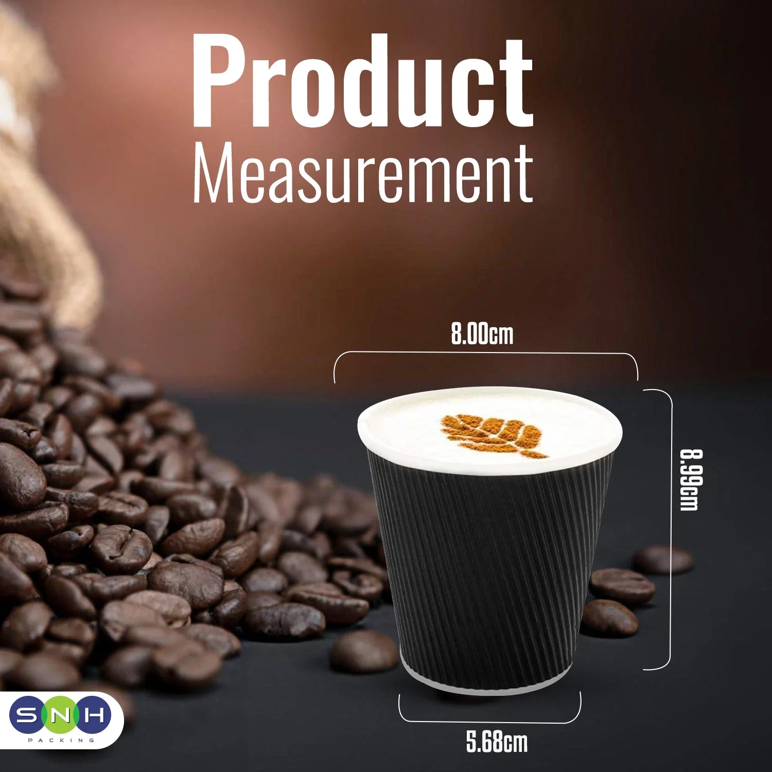 Black Ripple Coffee Cups Insulated Hot Cups - Image 3