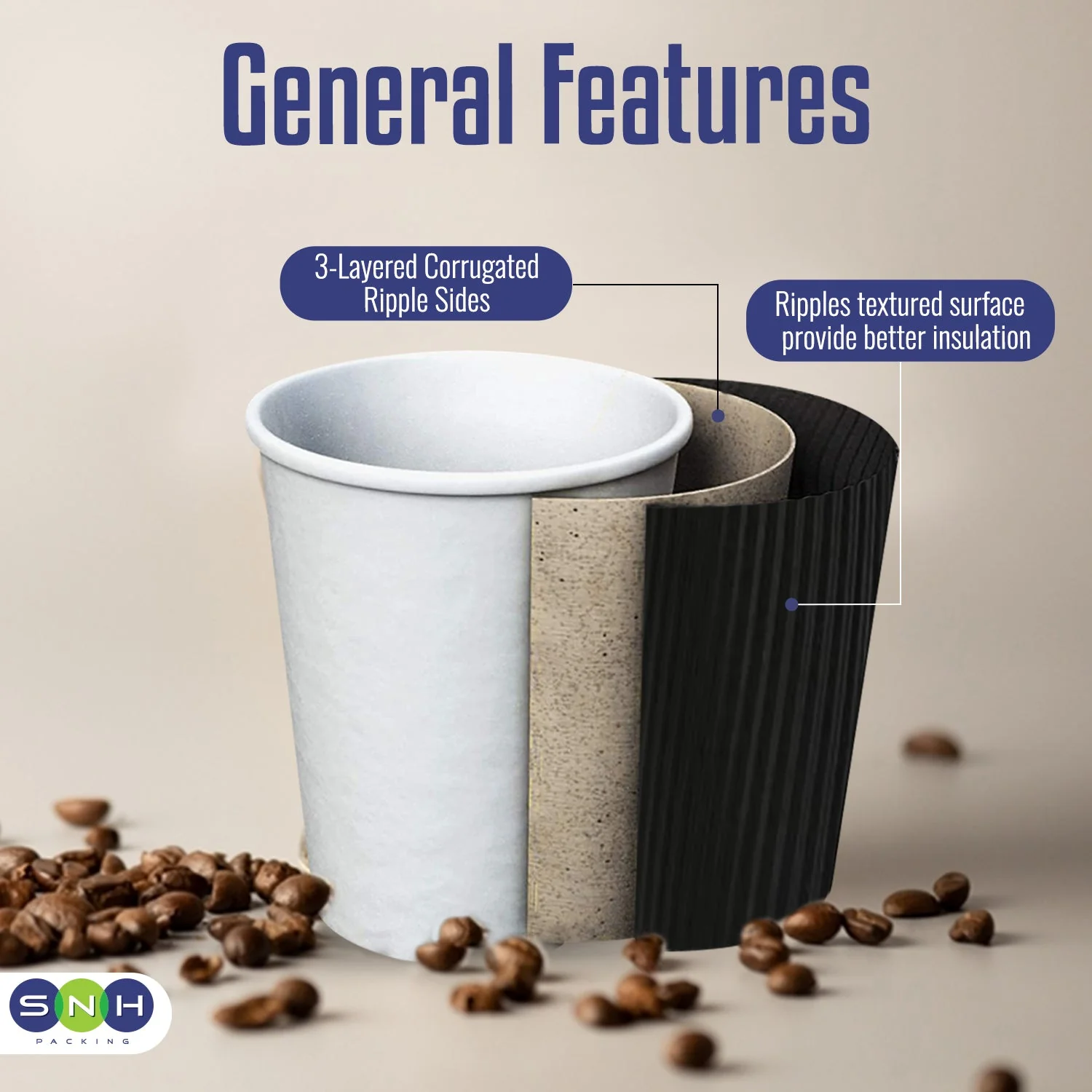 Black Ripple Coffee Cups Insulated Hot Cups - Image 5