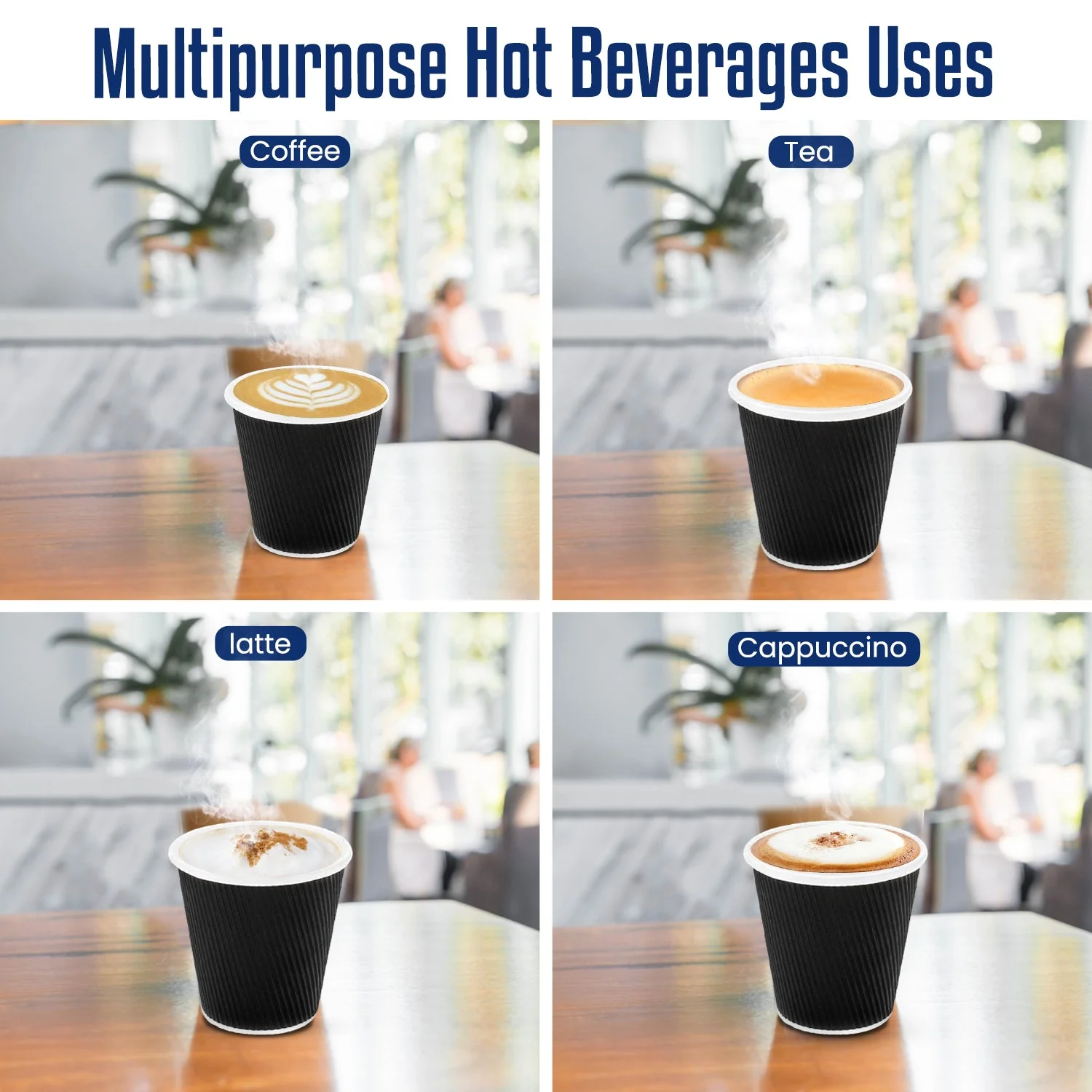 Black Ripple Coffee Cups Insulated Hot Cups - Image 7