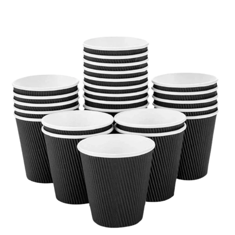 Black Ripple Coffee Cups Insulated Hot Cups - Image 8