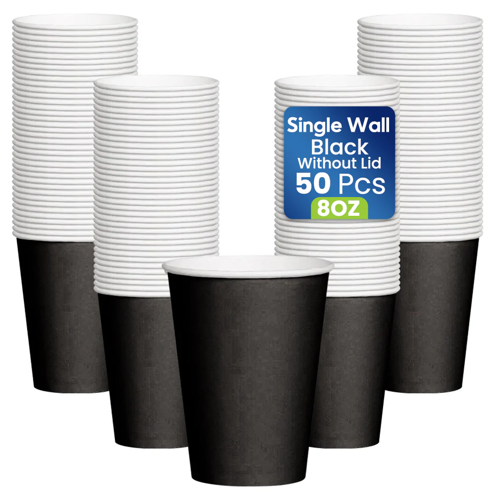 Black Single Wall Paper Cup  Disposable Beverage Cups - Image 2