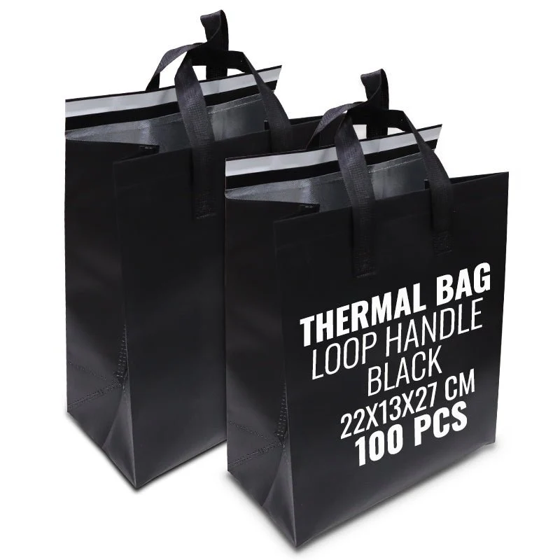 Black Thermal Bag with Loop Handle  Insulated & Durable - Image 3