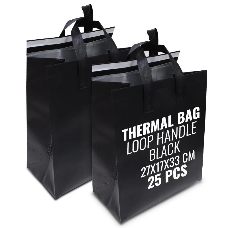 Black Thermal Bag with Loop Handle  Insulated & Durable - Image 4