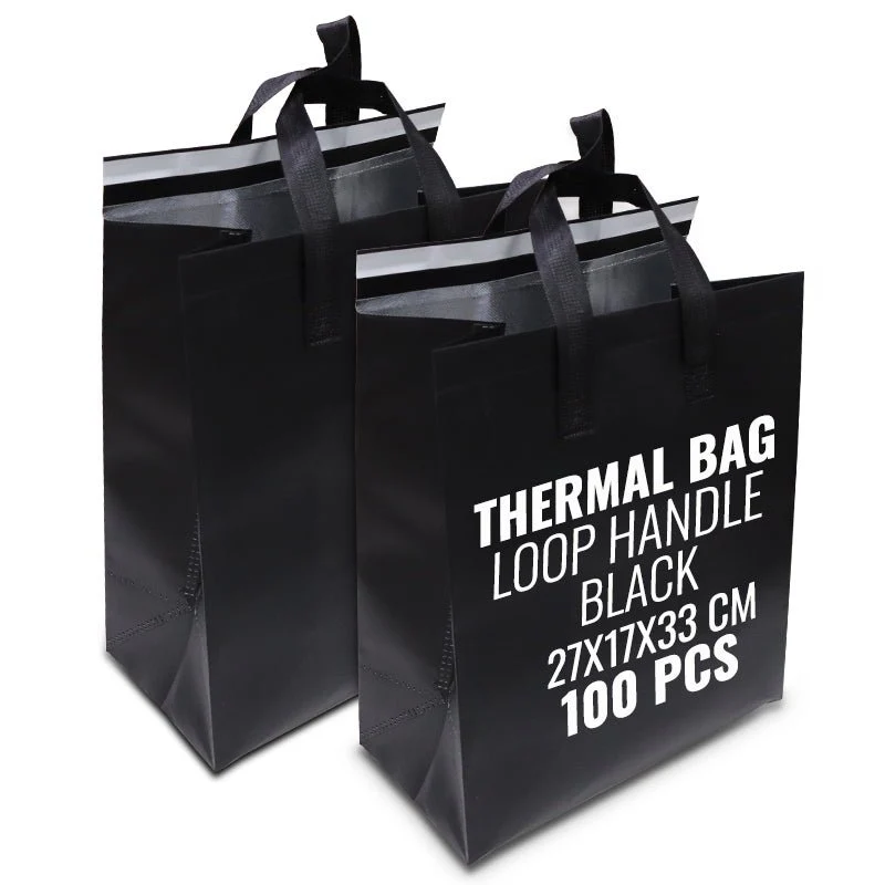 Black Thermal Bag with Loop Handle  Insulated & Durable - Image 6