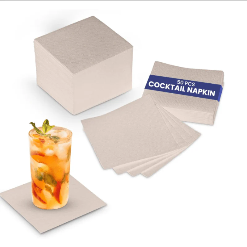 Brown Paper Napkin - 50 Pieces Pack | Disposable Table Tissue for Restaurants, Cafes & Catering UAE