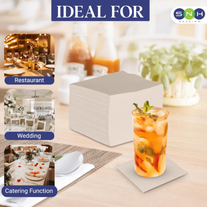 Brown Paper Napkin - 50 Pieces Pack | Disposable Table Tissue for Restaurants, Cafes & Catering UAE - Image 3