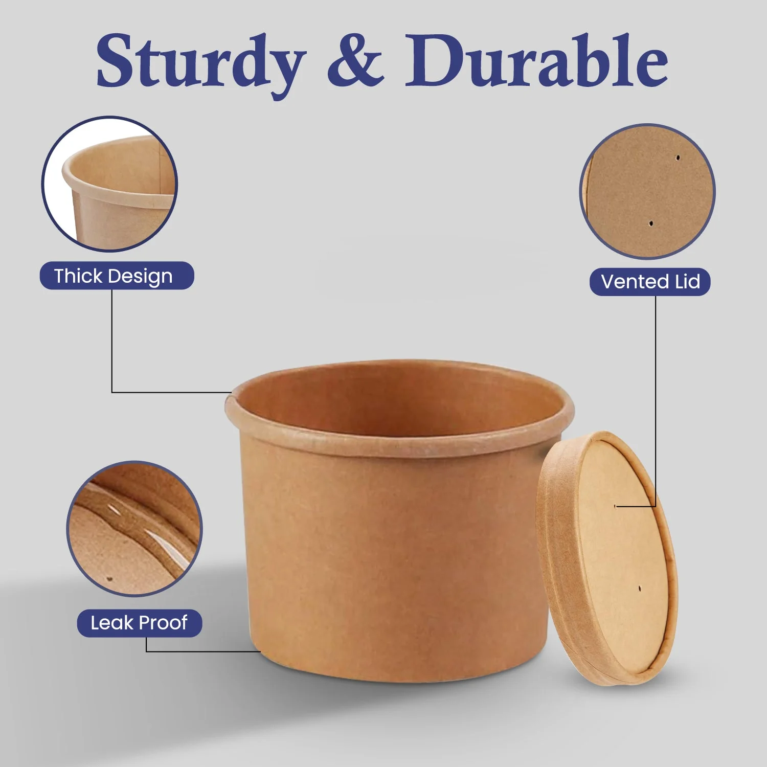 Brown Disposable Soup Cups with Lids  Takeaway & Food Packaging - Image 10
