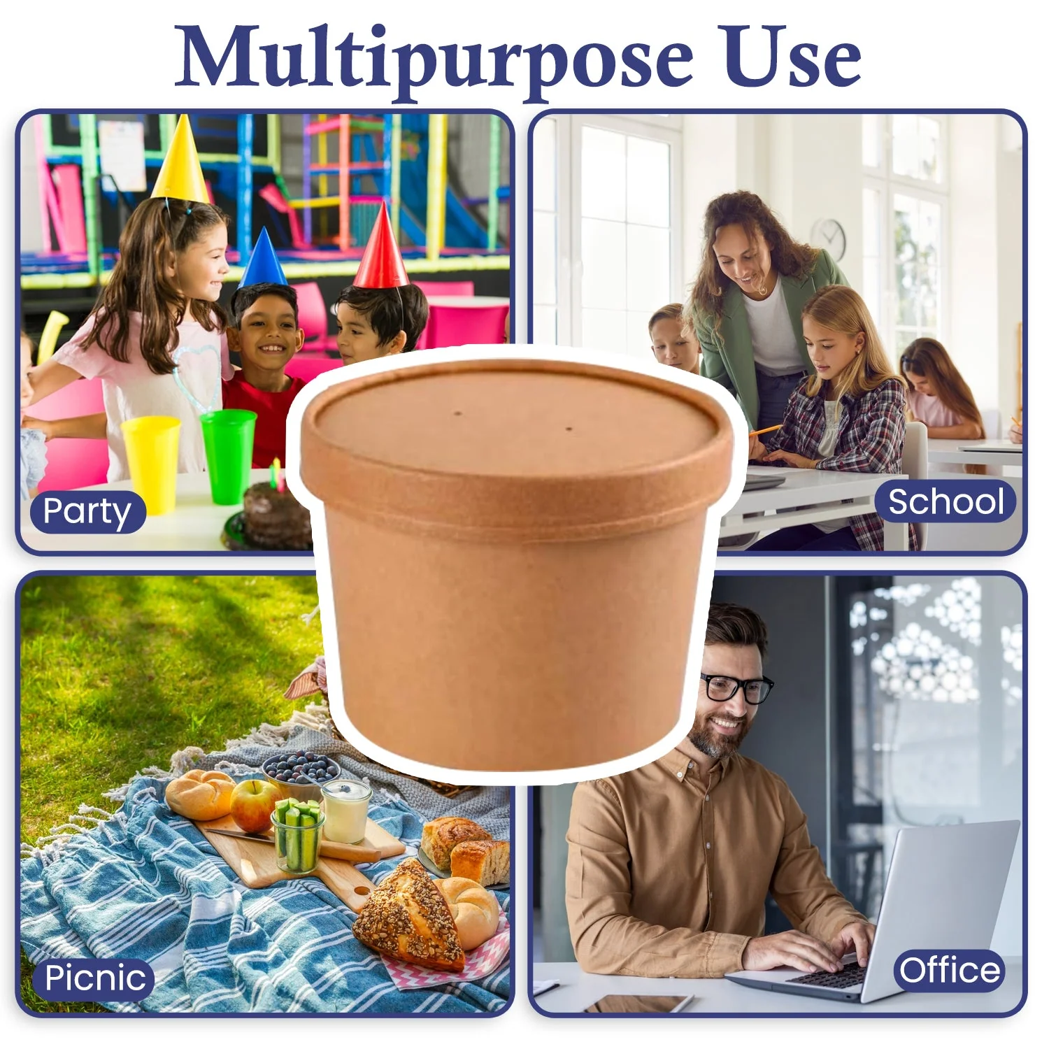 Brown Disposable Soup Cups with Lids  Takeaway & Food Packaging - Image 11