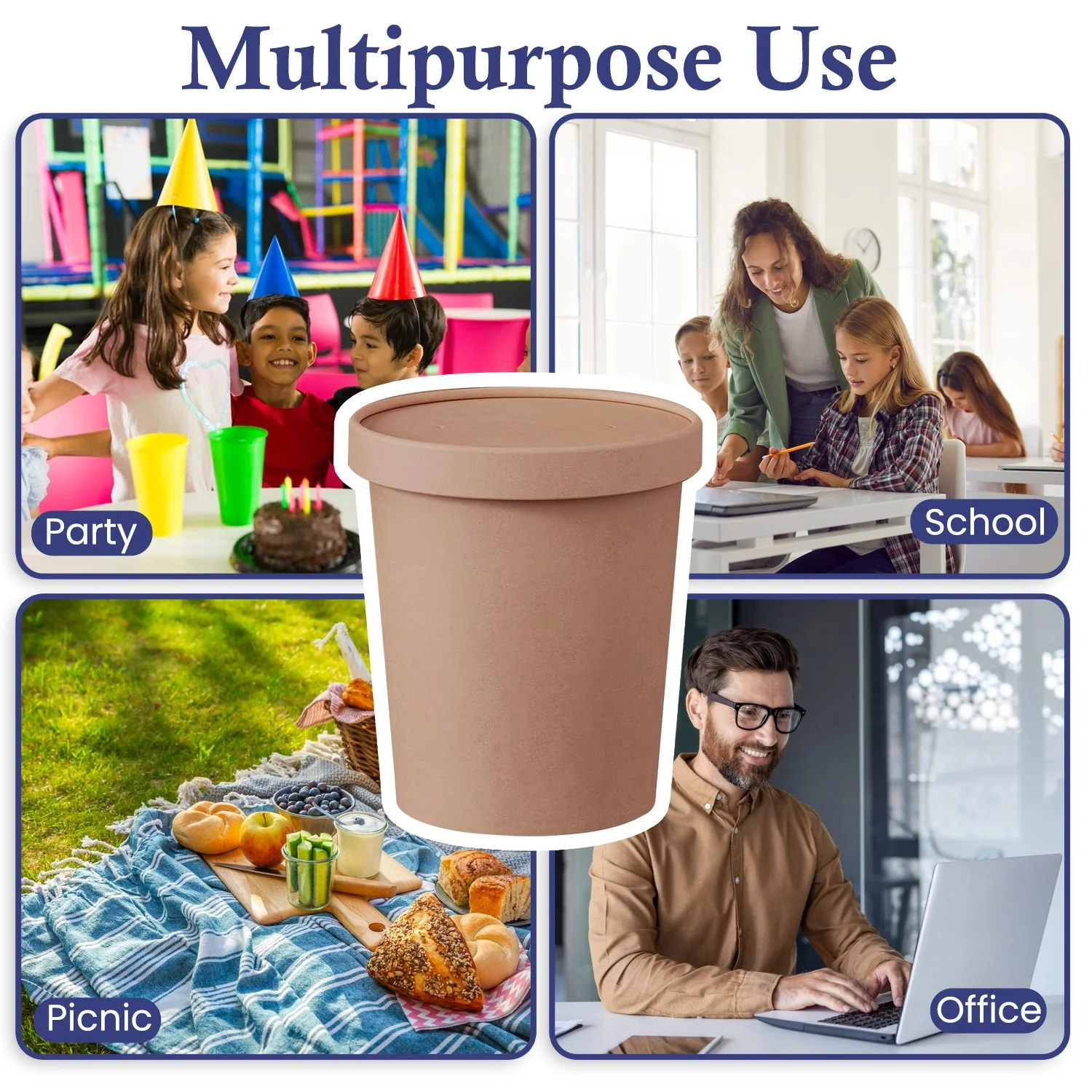 Brown Disposable Soup Cups with Lids  Takeaway & Food Packaging - Image 13