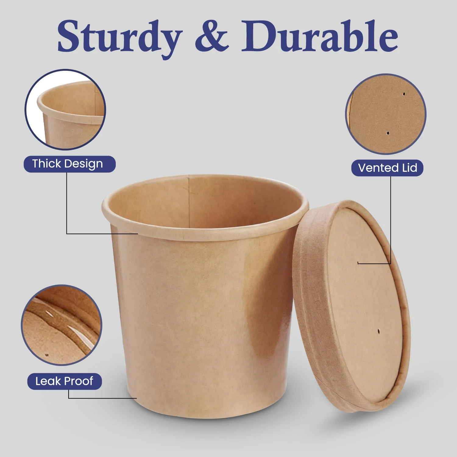 Brown Disposable Soup Cups with Lids  Takeaway & Food Packaging - Image 14