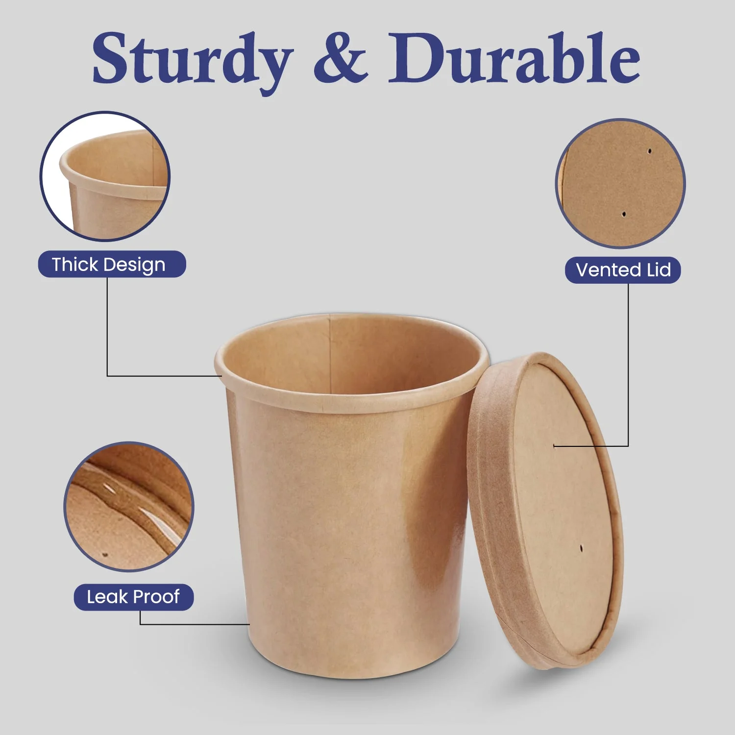 Brown Disposable Soup Cups with Lids  Takeaway & Food Packaging - Image 16